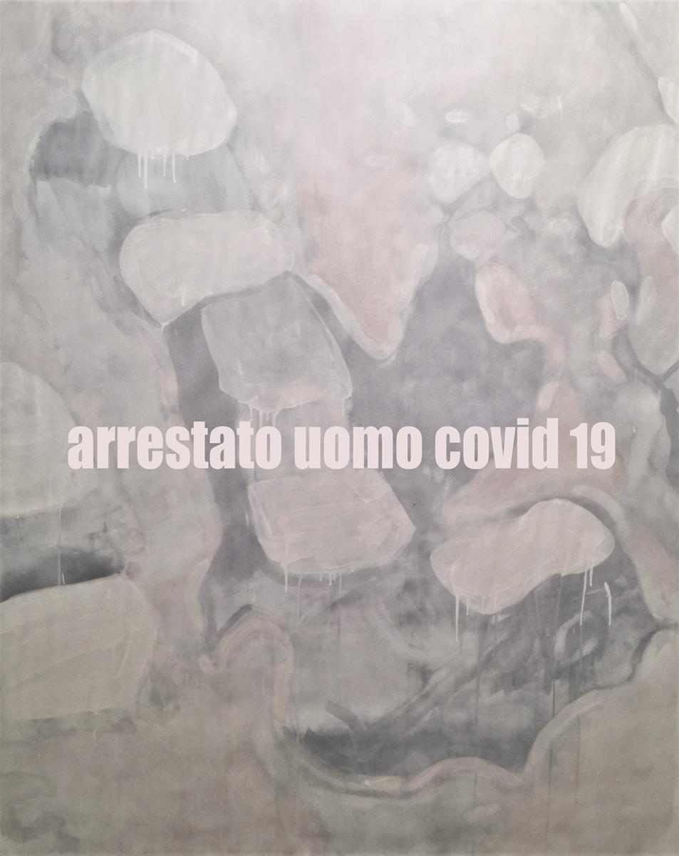 2020 Arrestato uomo covid 19  120 cm x 150 cm  opera su carta 